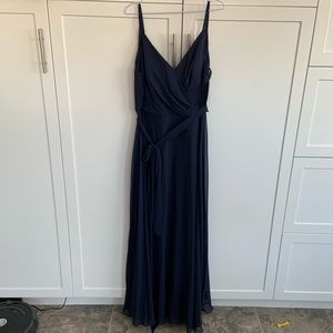After Six Navy Blue Floor Length Gown with Sash